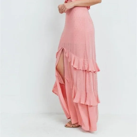 PINK MAXI TEXTURED DRESS - Picture 8 of 10